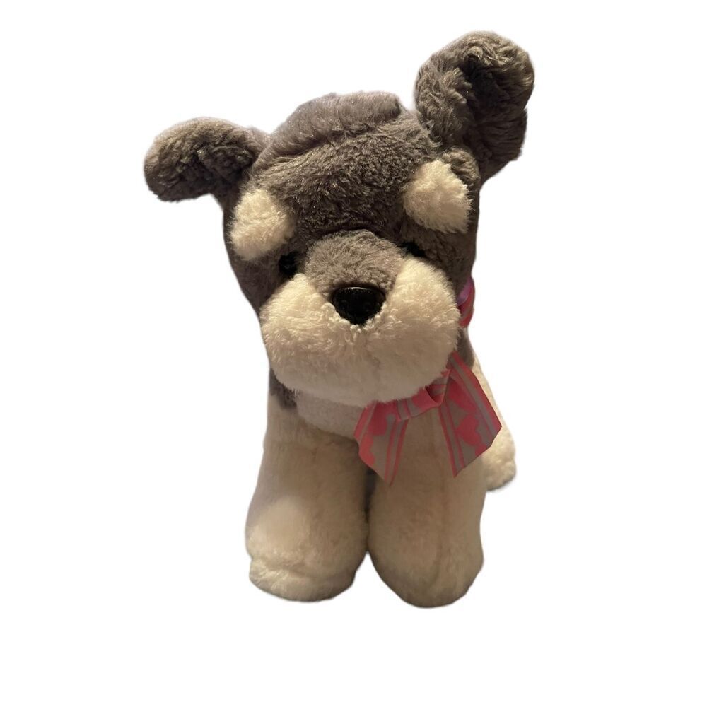 Hug Fun Gray White Dog Schnauzer Puppy Love Plush Stuffed Animal Toy